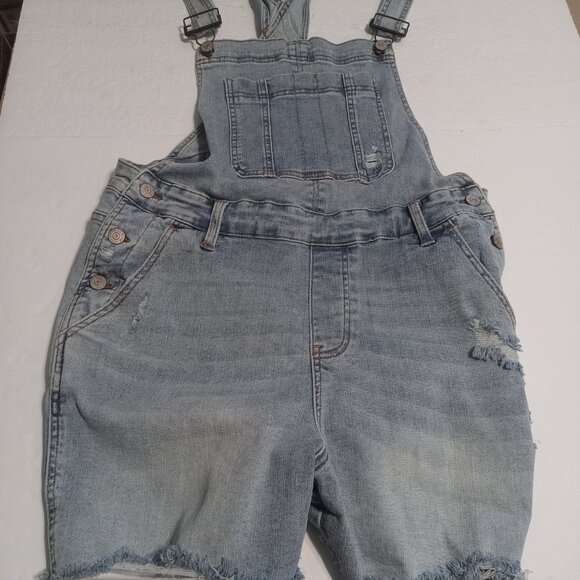 Judy Blue Women's Distressed Light Wash Shortalls 1XL JB150210 - Picture 1 of 7
